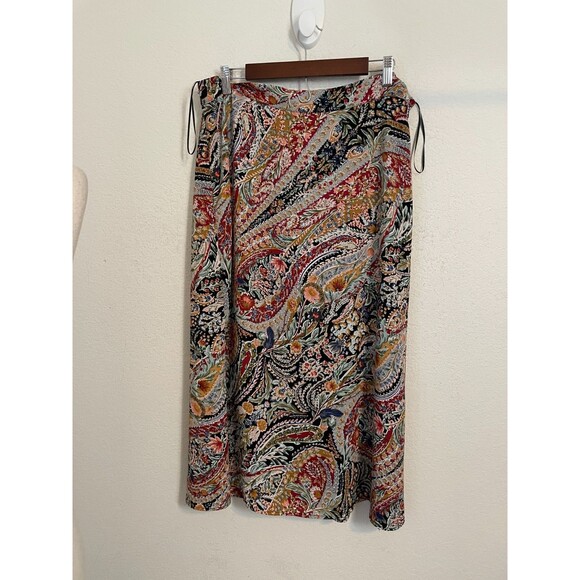 Vince Camuto Women’s Paisley Floral Midi Skirt Size XL Boho A-Line Elastic Waist - Picture 1 of 8